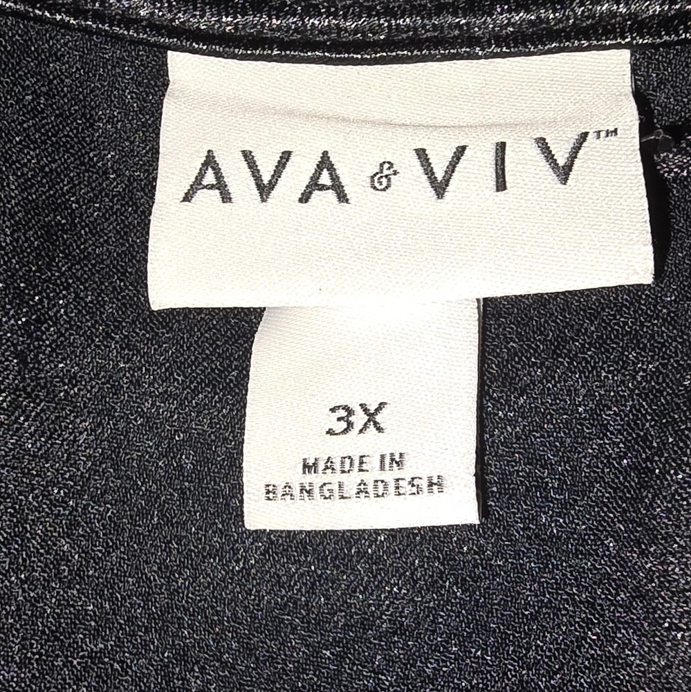 #2690 Ava & Viv Black Satin Flared Sleeve Top - Picture 6 of 7